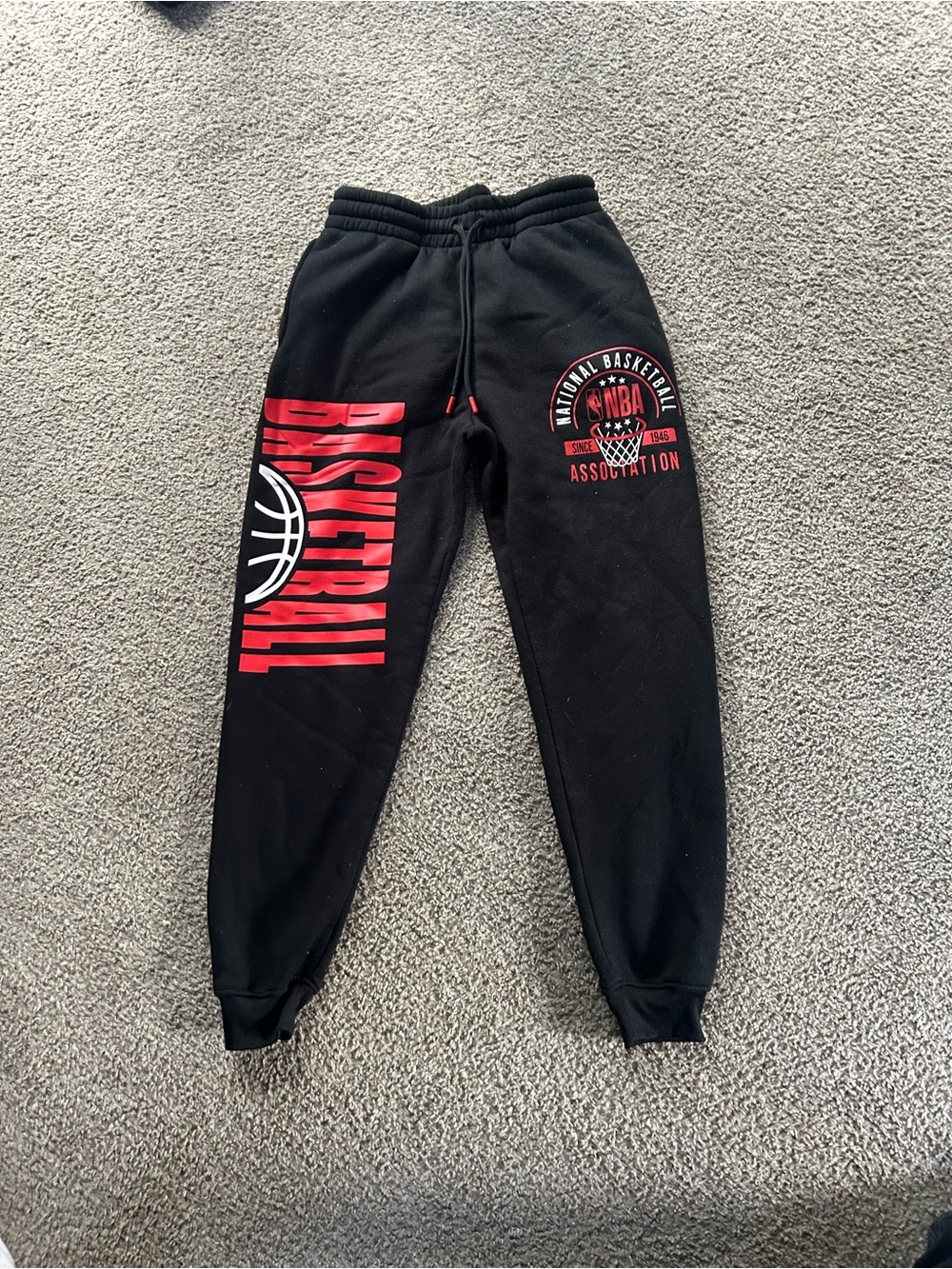 NBA Graphic Joggers in Black & Red Like New